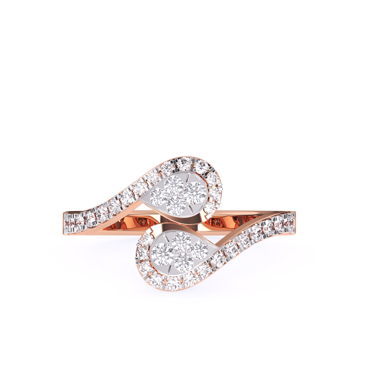 Amazing Bypass Pear Halo Diamond Ring
